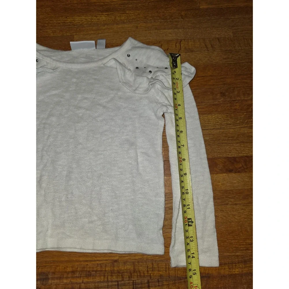 The Children's Place Girls Small 5/6 Ivory Ruffle Studded Knit Pullover Sweater